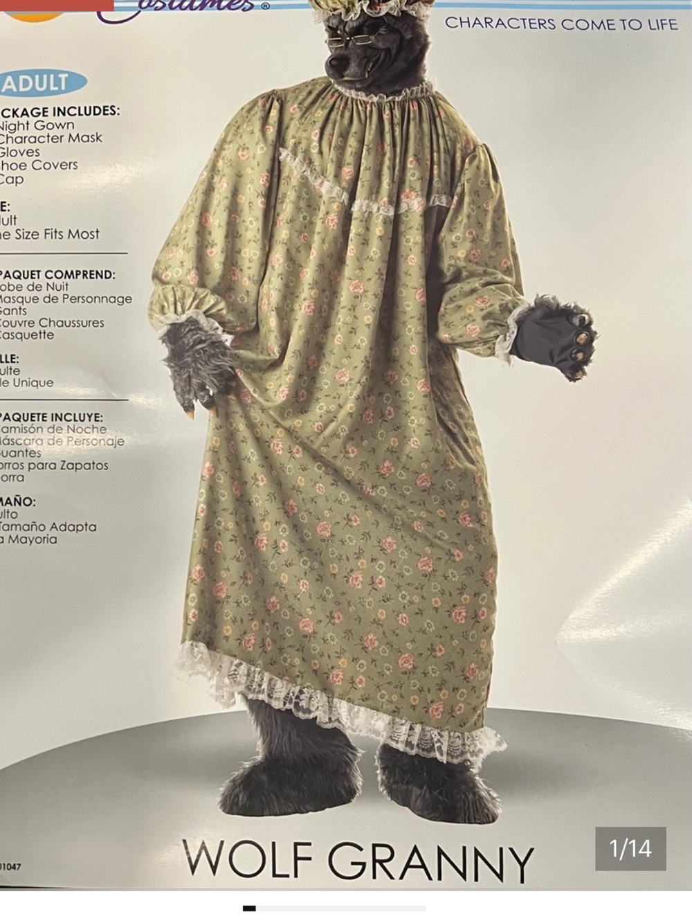 50%offw❤️Grandma Wolf Granny Red Riding  Werewolf Adult Costume OSFM EUC